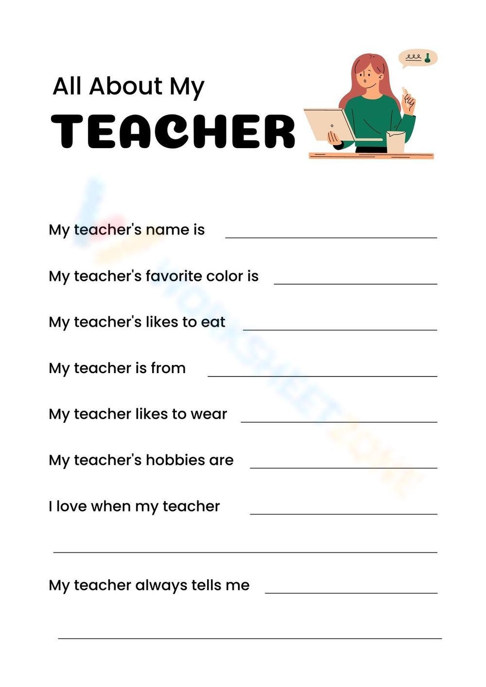 The New Teacher Worksheet For Kids Worksheets Library
