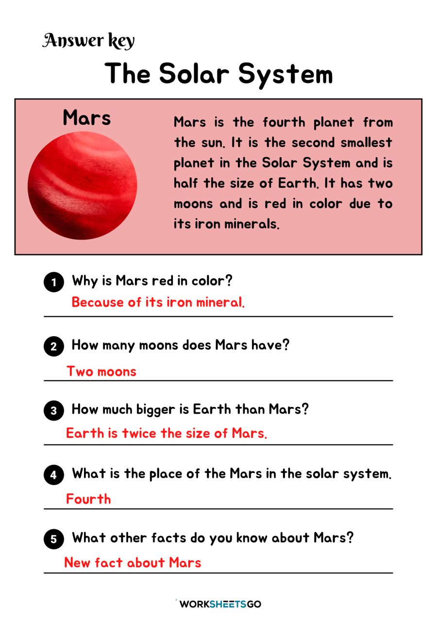 The Solar System Worksheets WorksheetsGO