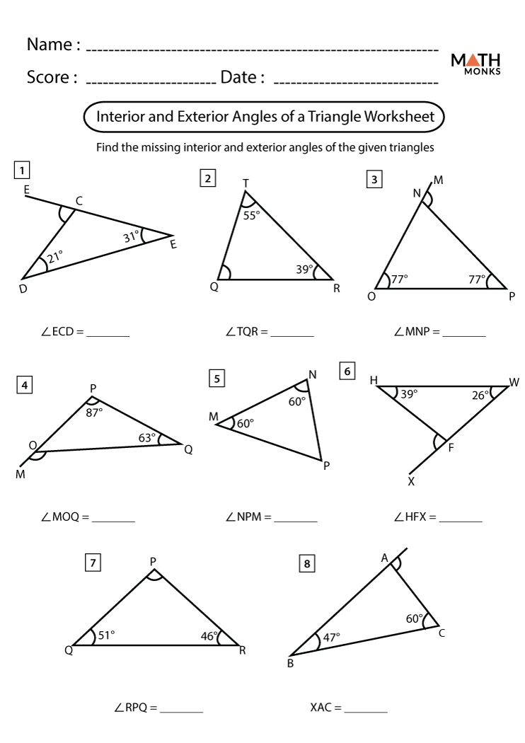 Triangle Interior Angles Worksheet Answers Pro Worksheet
