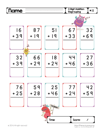 Two Digit Addition Regrouping 11 PrimaryLearning Org