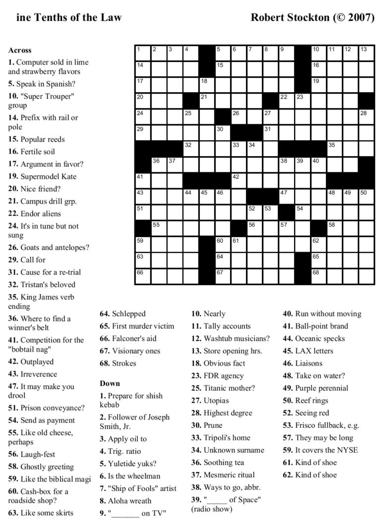 Usa Today Crossword Puzzles Printable Free Free Printable James