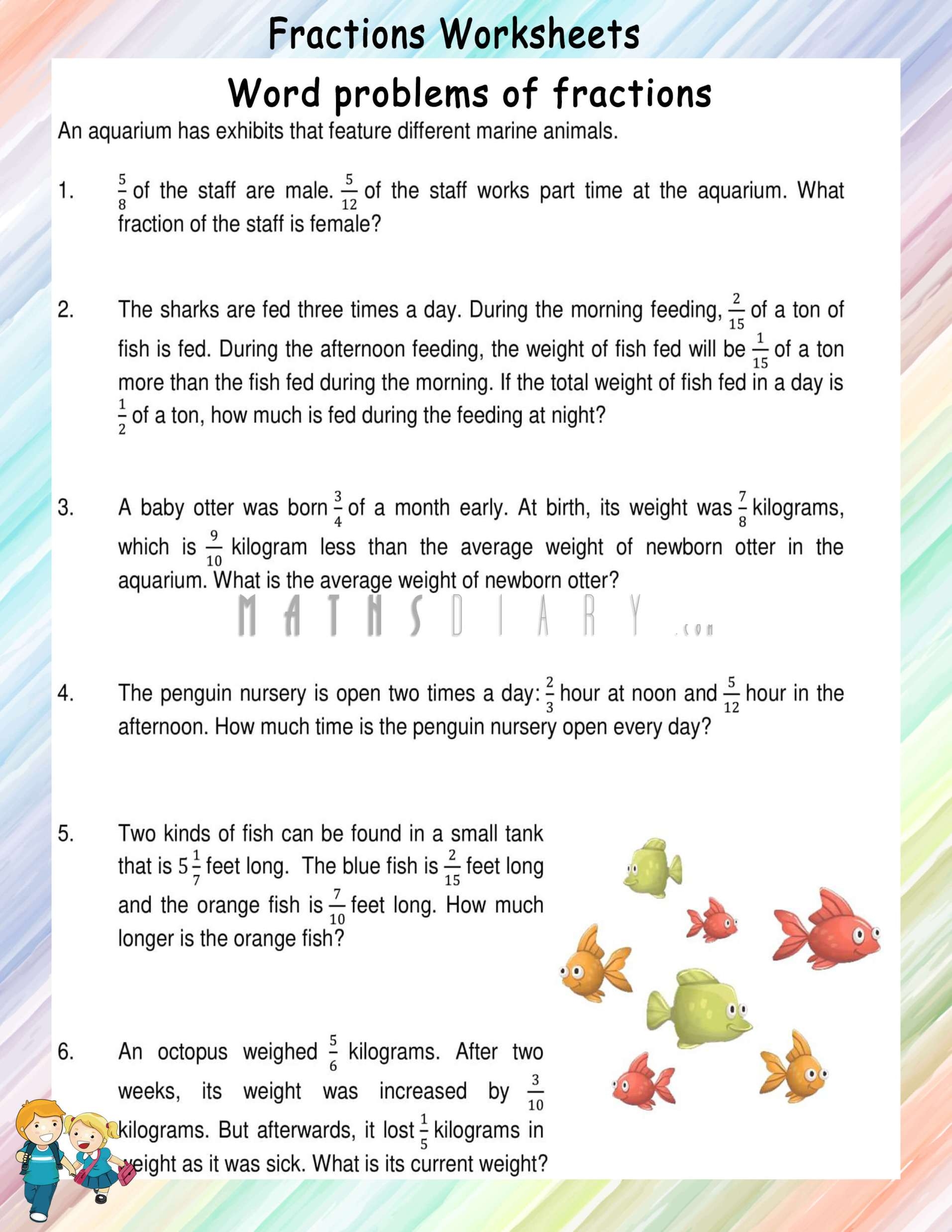 Word Problems Of Fractions Worksheets Math Worksheets 