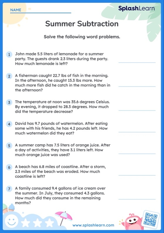 Word Problems Worksheets For 5th Graders Online SplashLearn 
