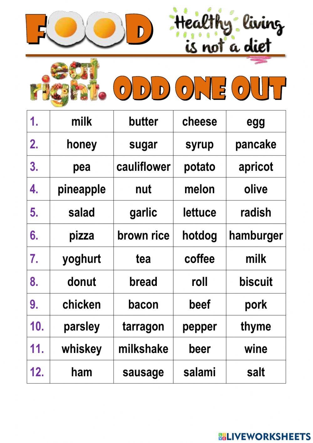 Worksheet Colour The Odd One Out ClassMonitor Worksheets Library