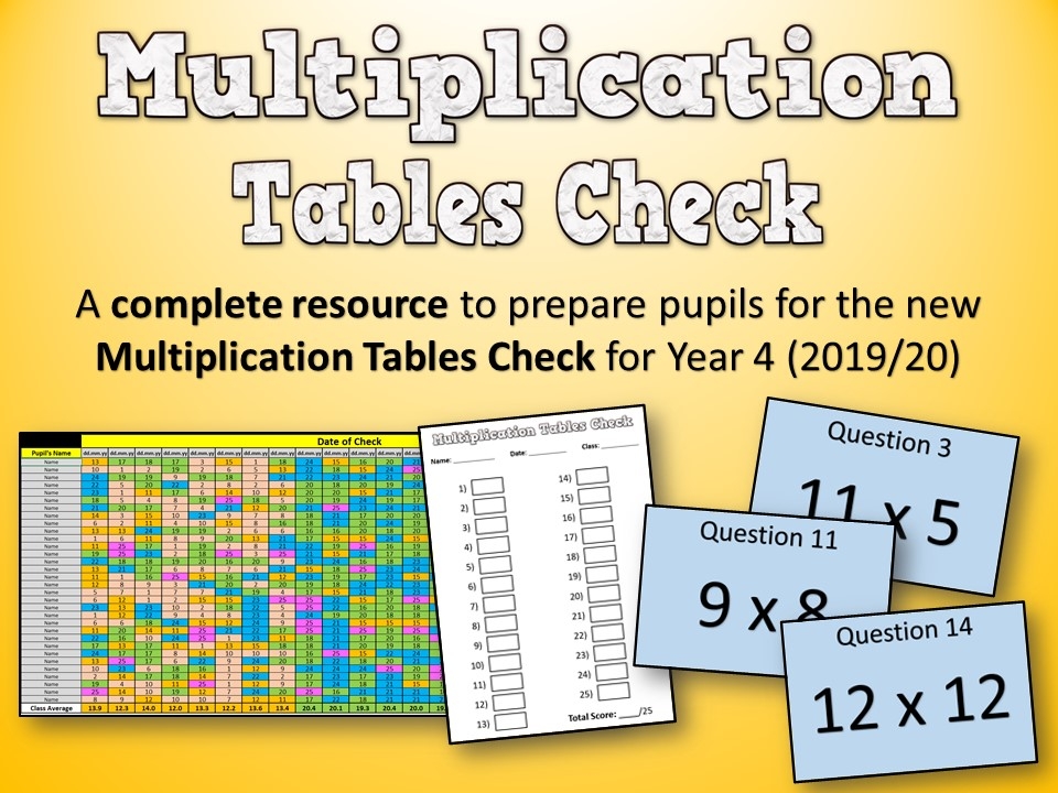 Year 4 Times Tables Test Multiplication Tables Check Tes