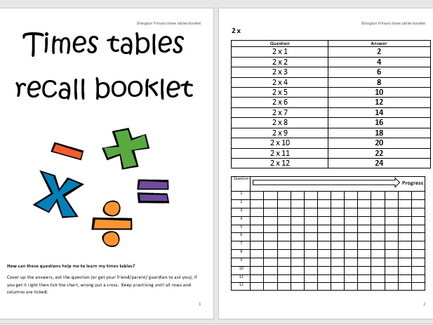 Year 4 Times Tables Test Tes