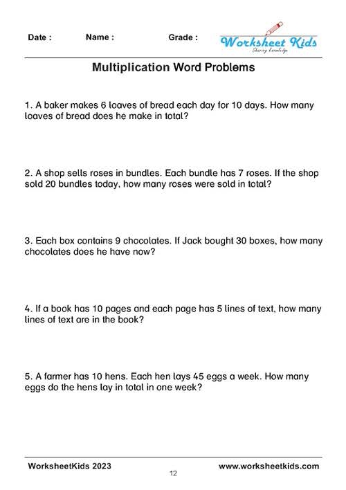 Year 6 Multiplication Word Problems Infoupdate
