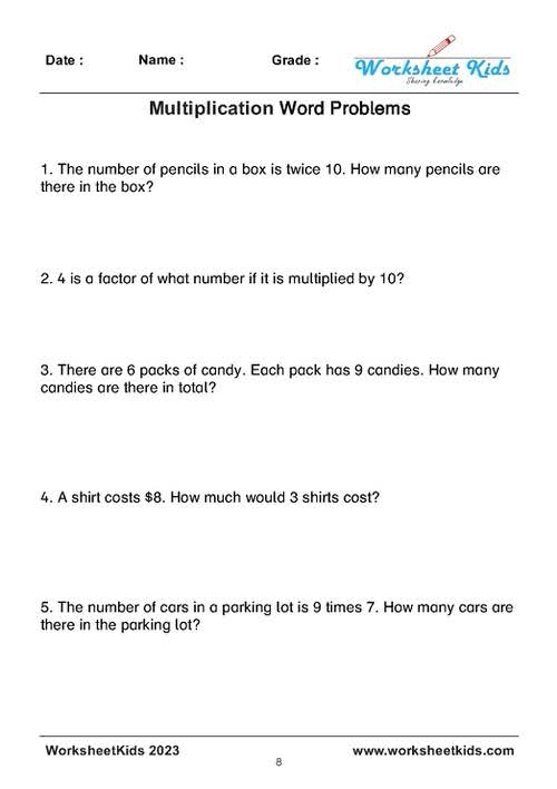 Year 6 Multiplication Word Problems Infoupdate