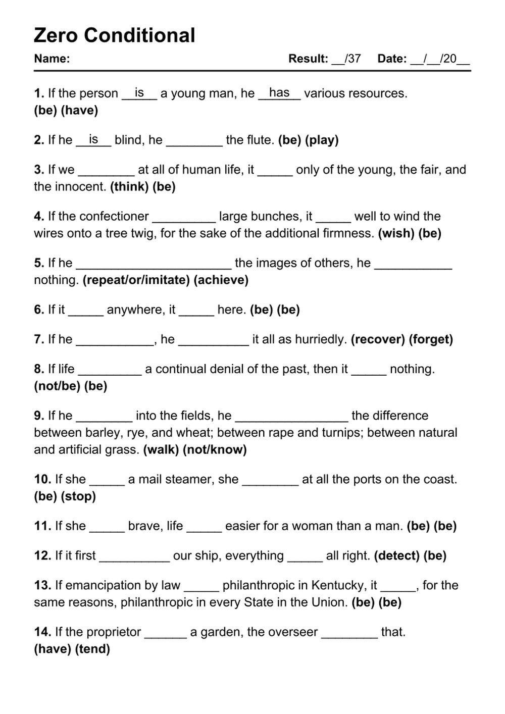 Zero And First Conditional Worksheet Worksheet