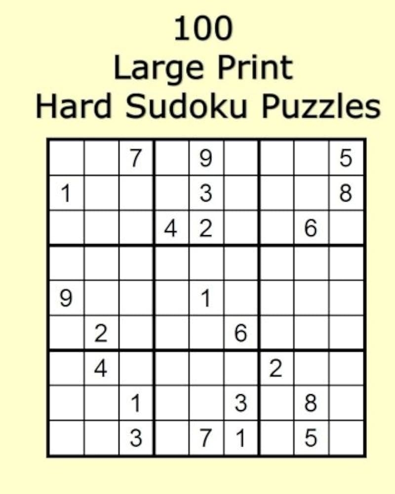 100 Large Print Hard Sudoku Puzzles