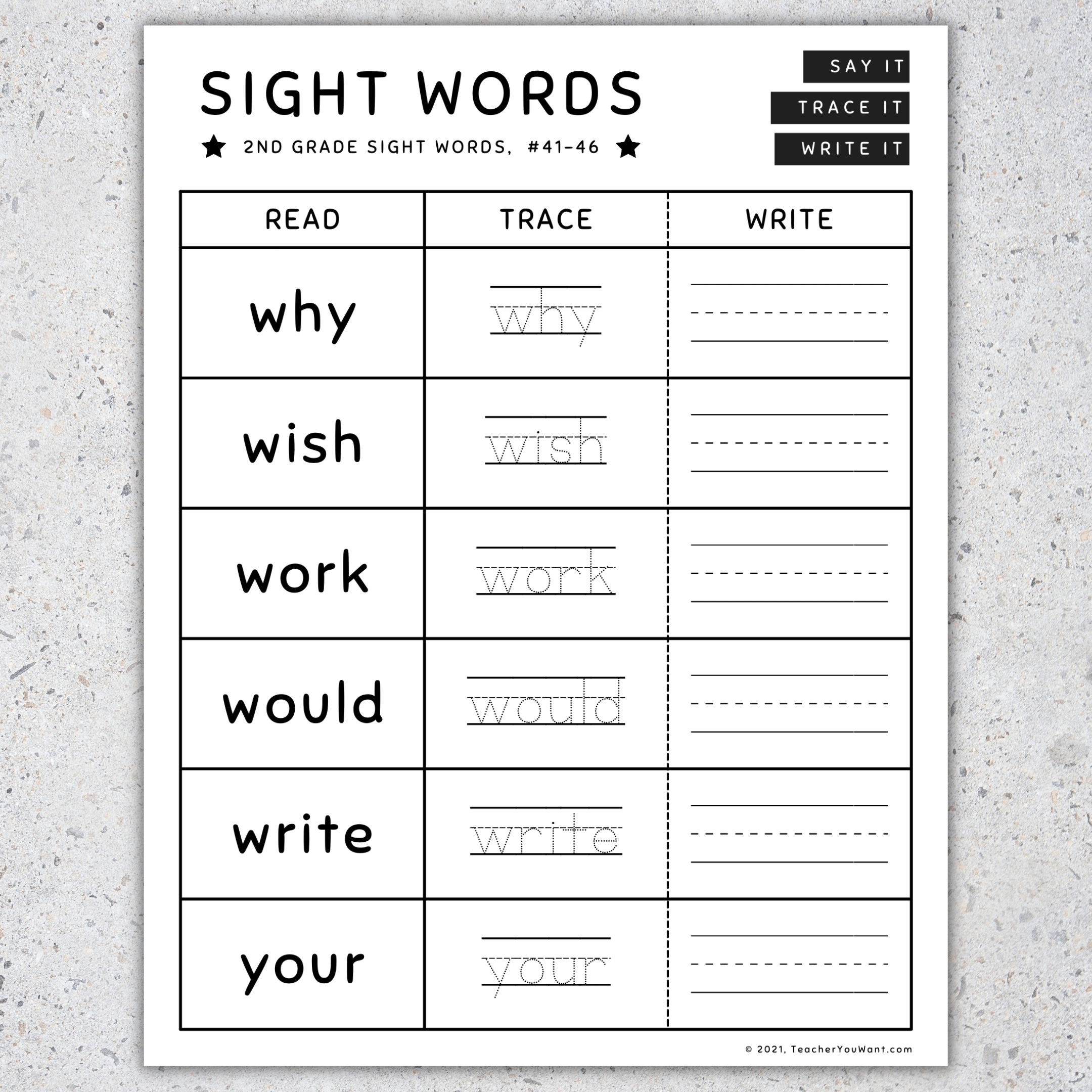 2nd Grade Sight Words Read Trace U0026 Write Worksheets U0026 Activities 