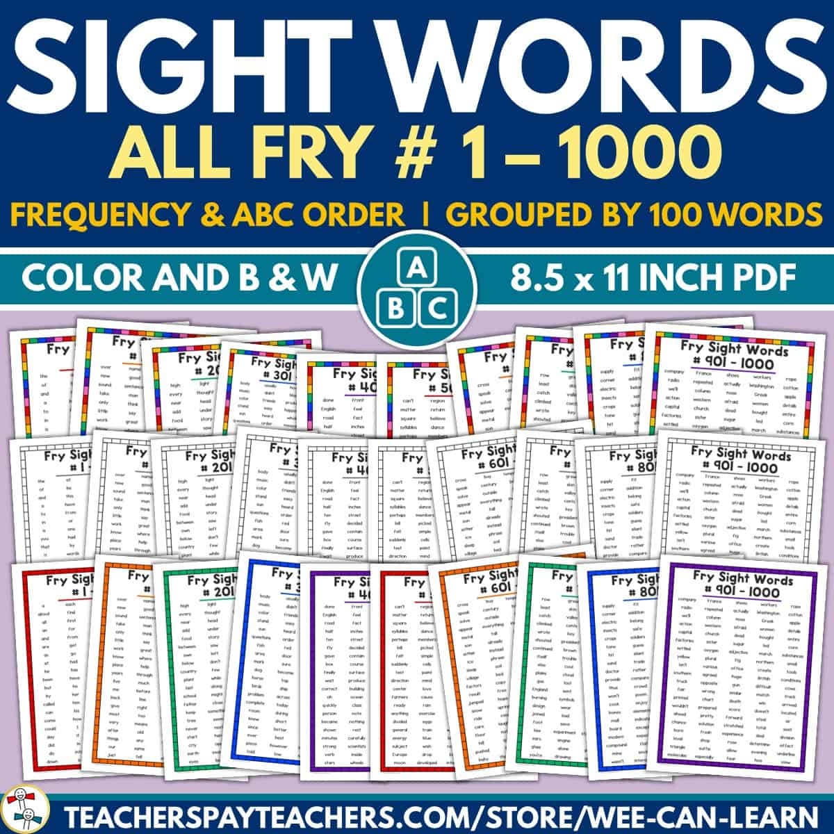 All Fry Sight Word List Alphabetical U0026 By Grade Level FREE 