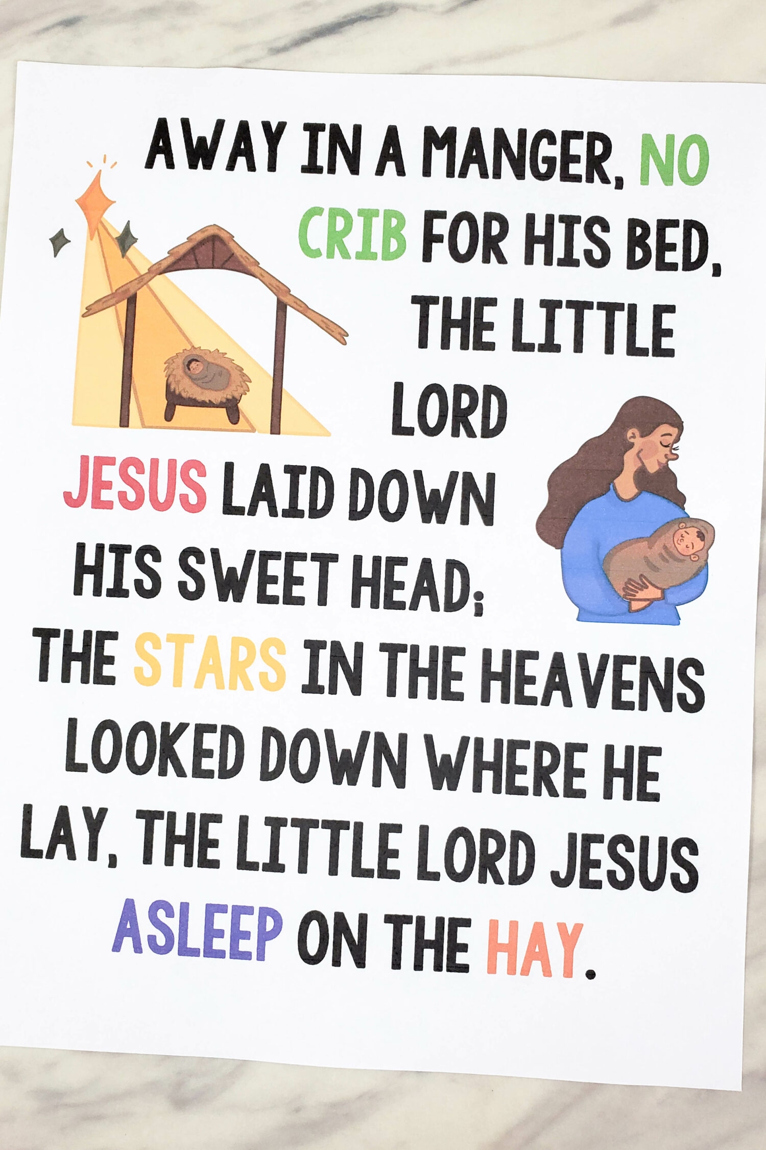 Away In A Manger Flip Chart U0026 Lyrics Primary Singing