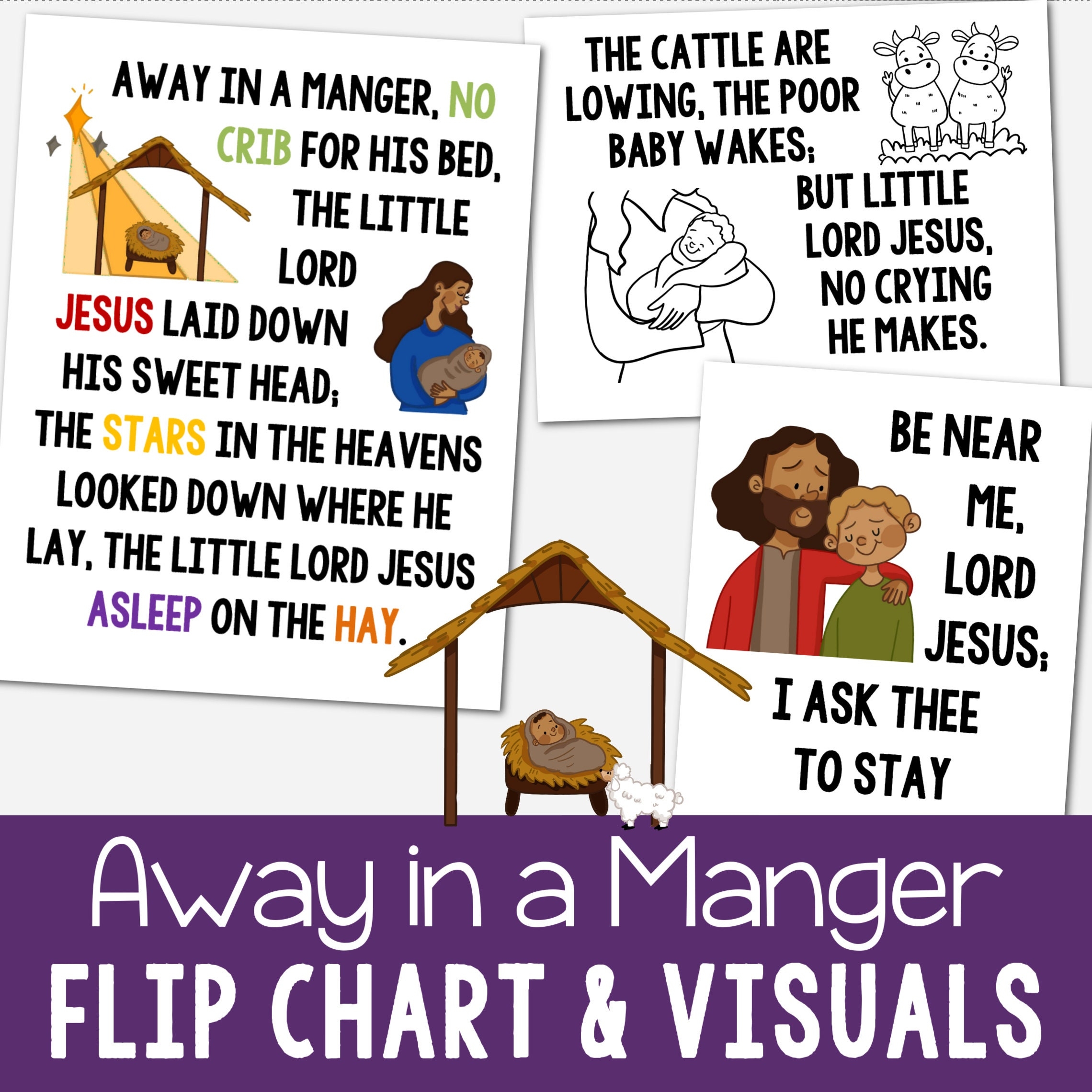 Away In A Manger Flip Chart Visual Aids LDS Christian Christmas 