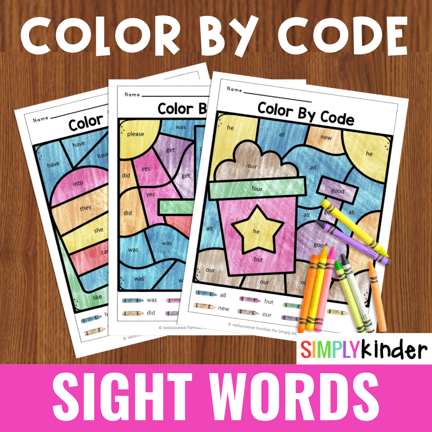 Color By Code Sight Words Printables For Kindergarten Simply Kinder