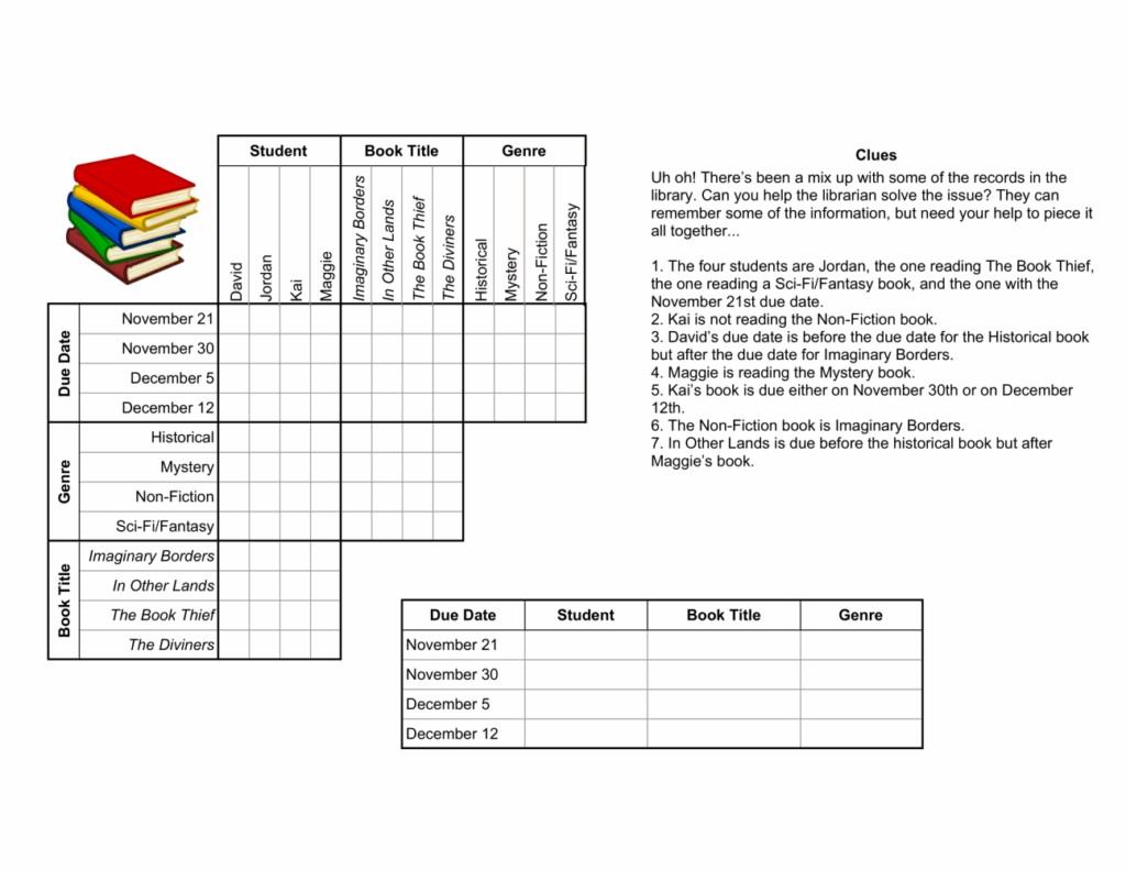 Printable Matrix Logic Puzzles - Free Printable Worksheets