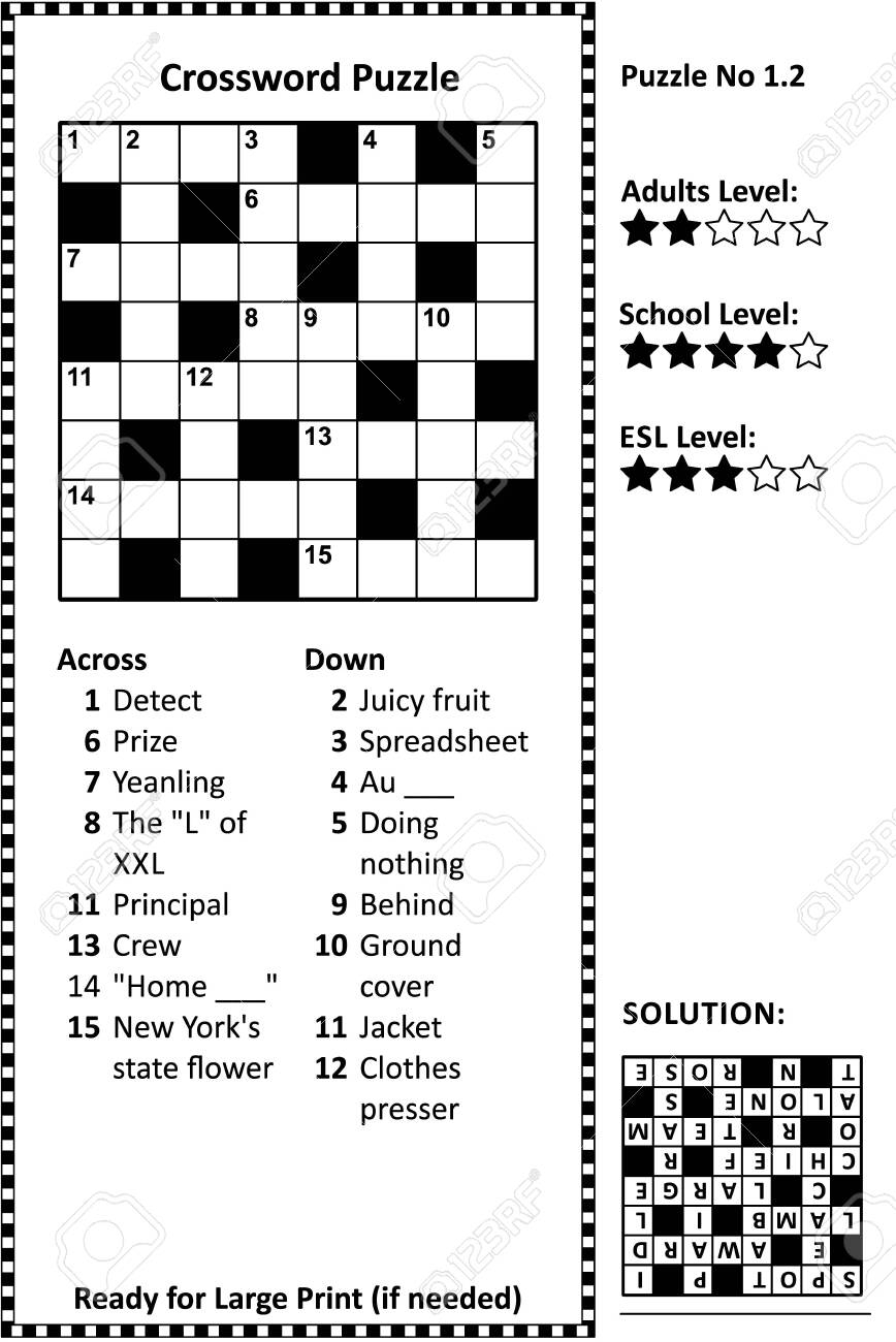 Crossword Puzzle Grid Clues And Solution Classic Quick Family 