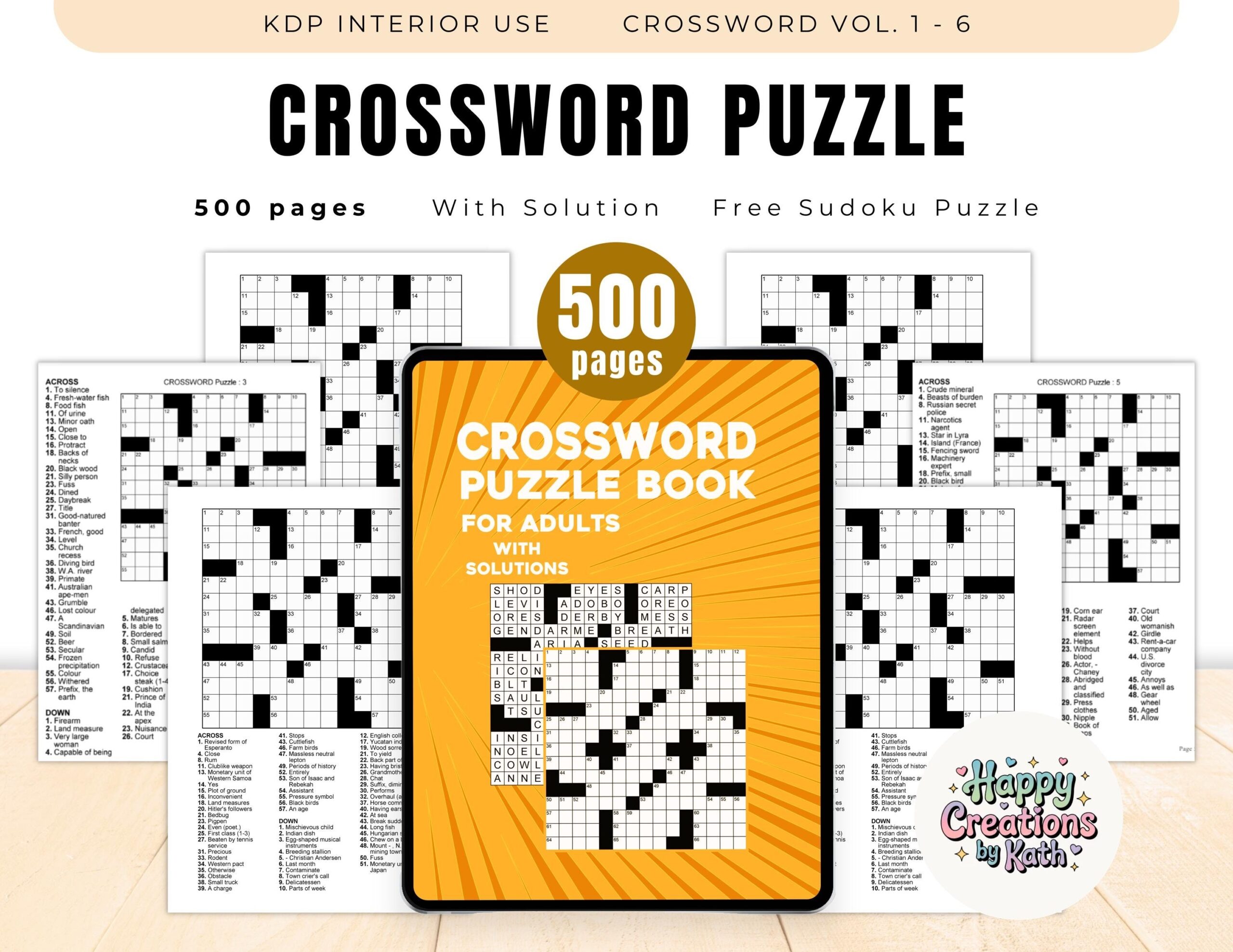 Crossword Puzzles Pdf Etsy