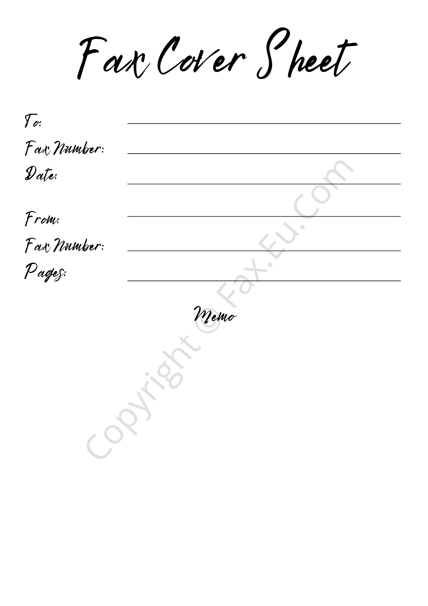 Cursive Fonts Fax Cover Sheet Printable And Editable Free Fax 