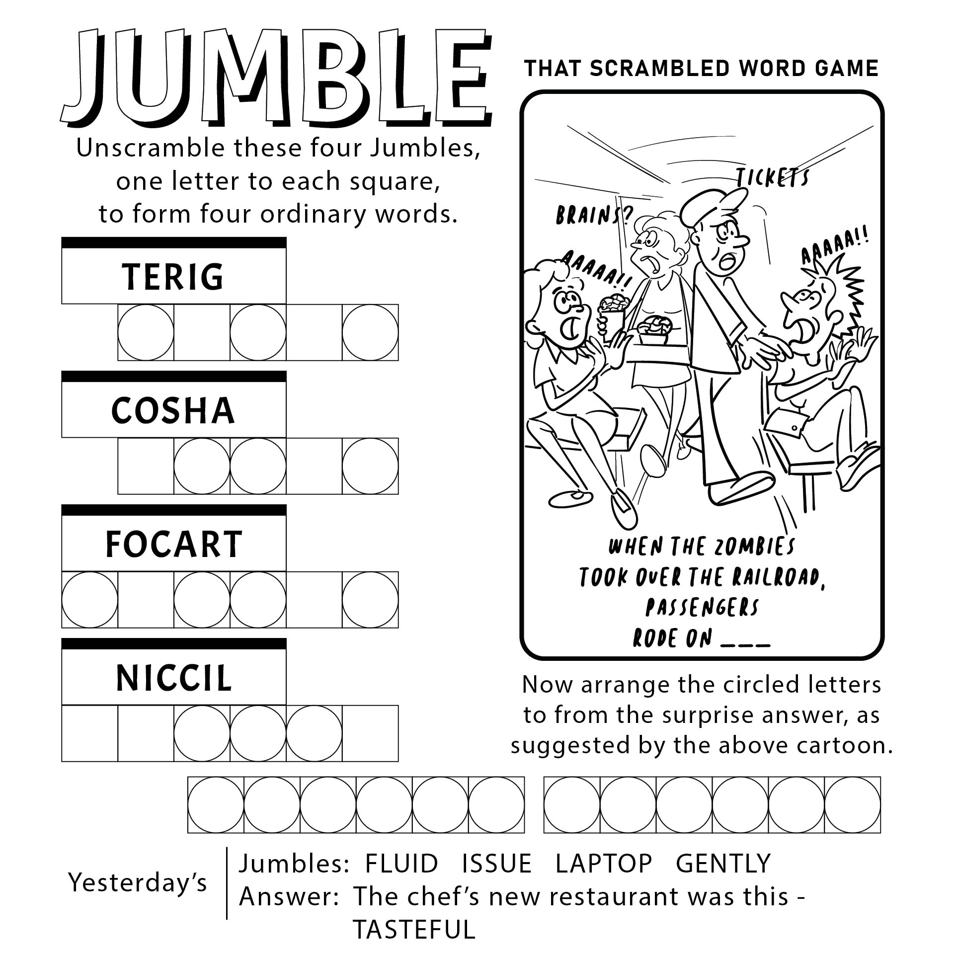 Daily Jumble Printable Worksheets Library