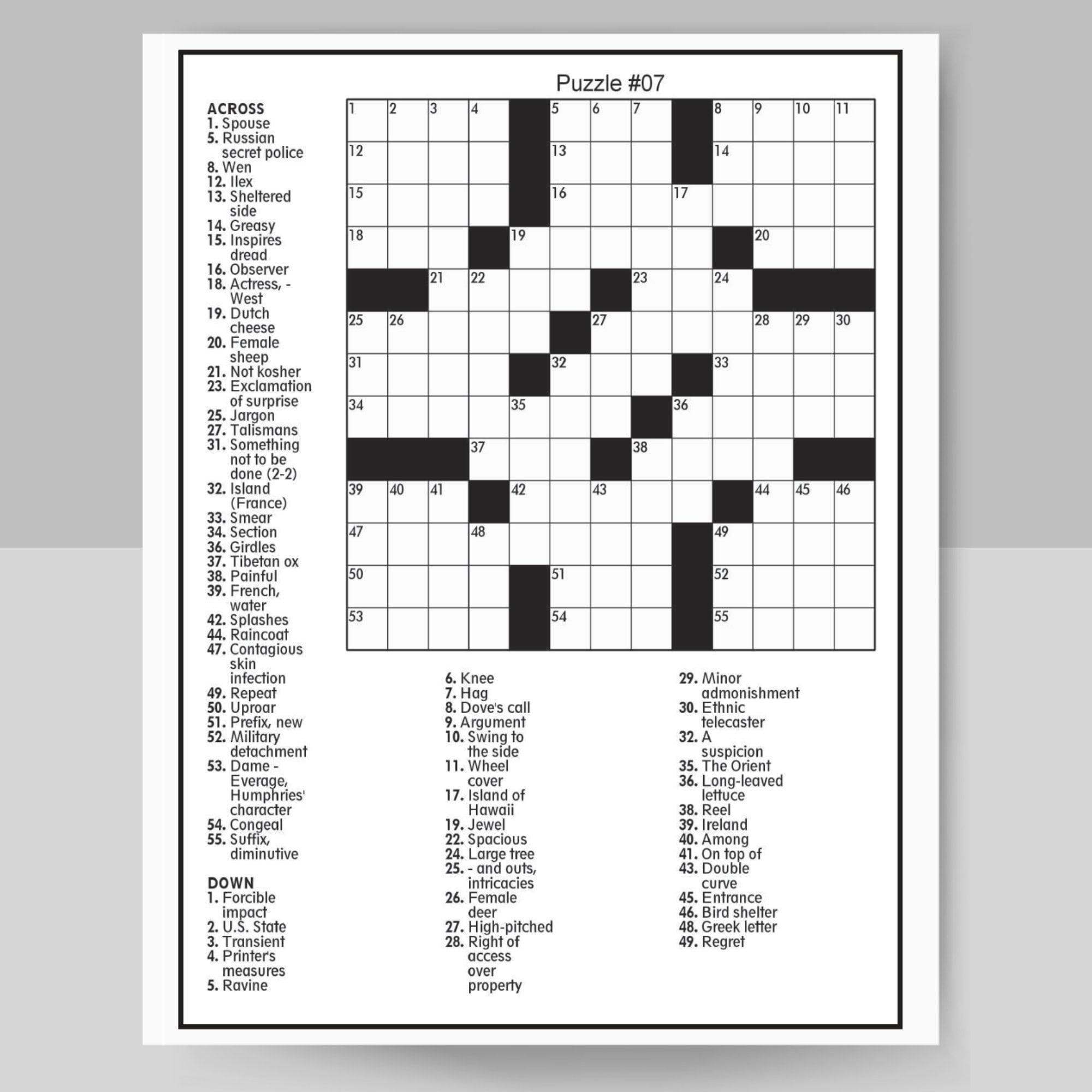 Digital Download 100 Printable Crossword Puzzles For Adults Fun Activities Book For Seniors With Solutions 8 5x11 Inches Crossword Pdf Etsy UK