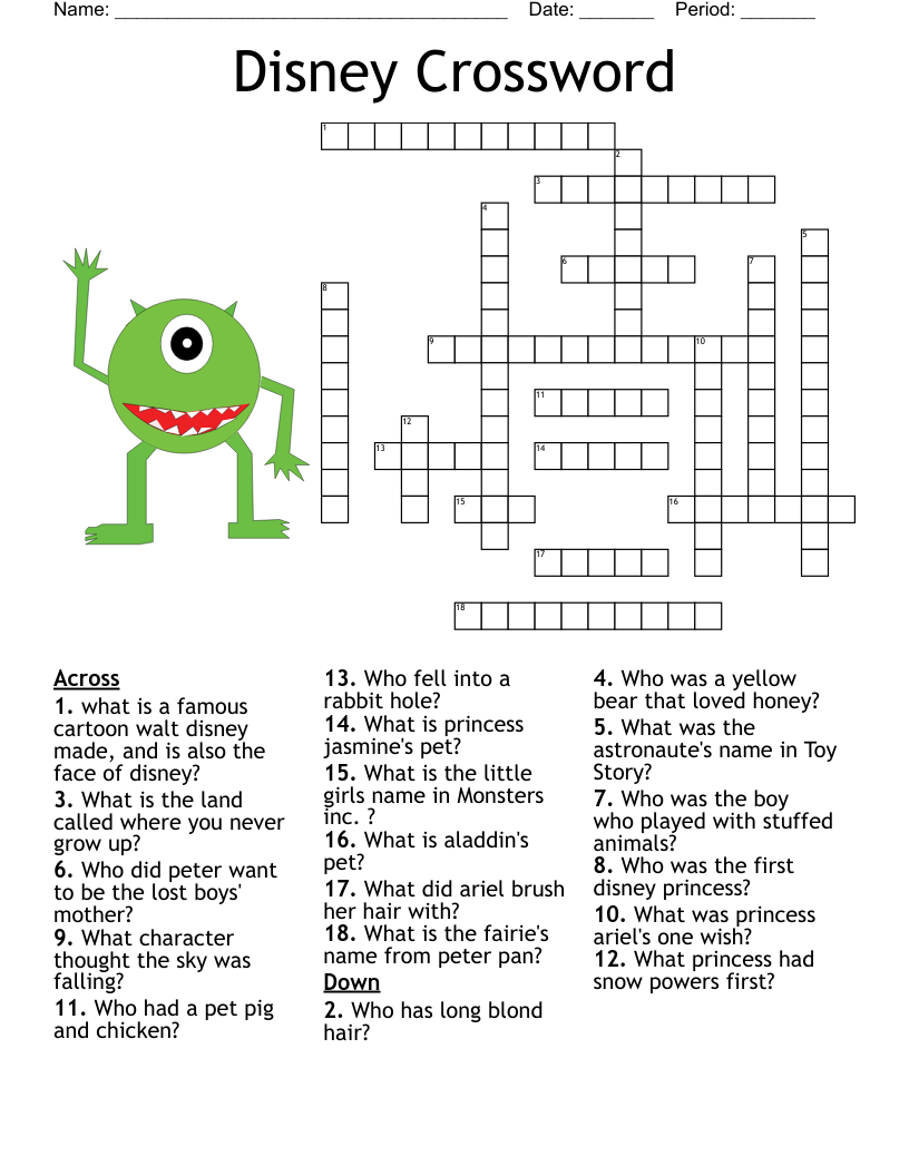 Disney Crossword WordMint