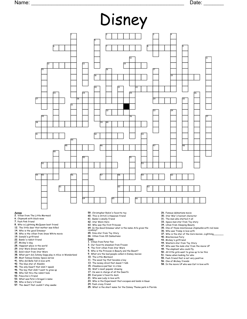 Disney Crossword WordMint Disney Crossword WordMint