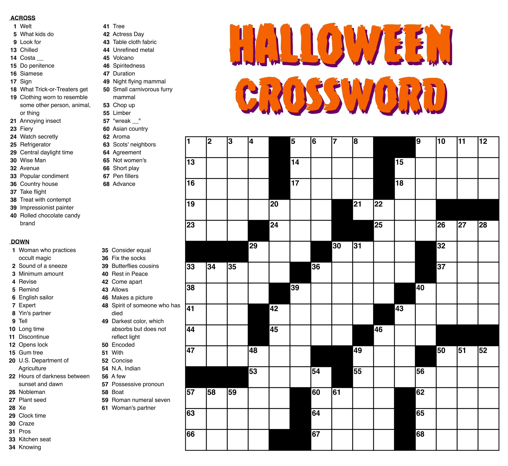 Easy Printable Crossword Puzzles Free Worksheets Library