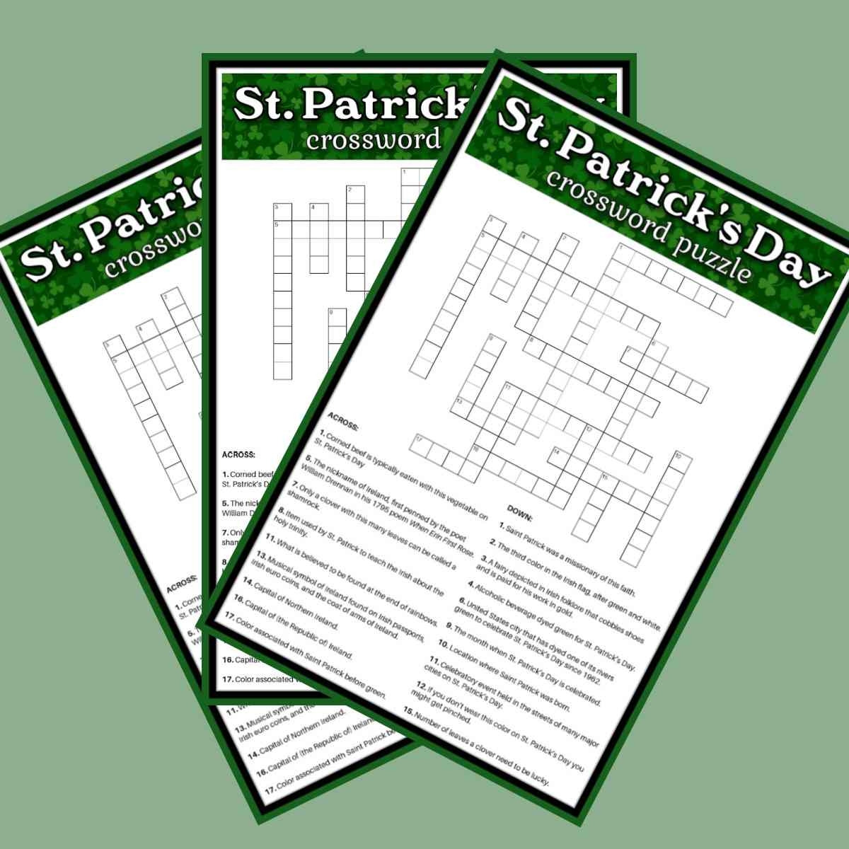 Free St Patrick s Day Crossword Puzzle Answer Key Included