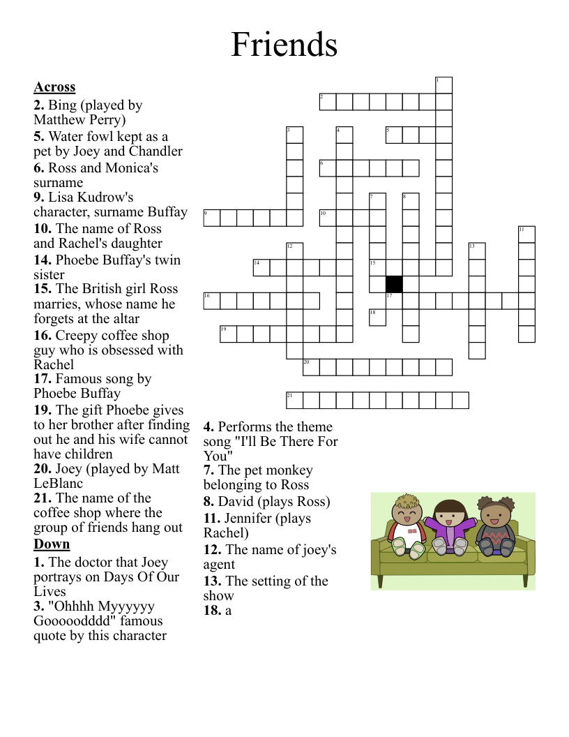 Friends Crossword WordMint Friends Crossword WordMint