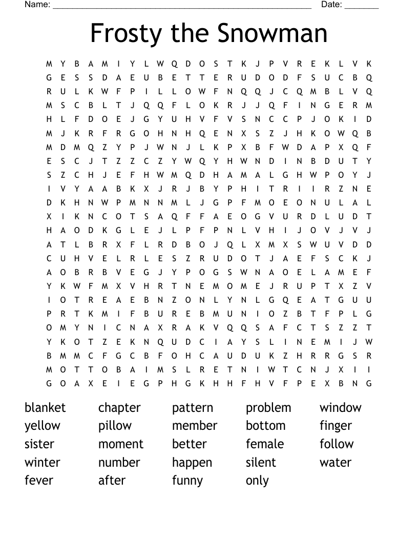 Frosty The Snowman Word Search WordMint