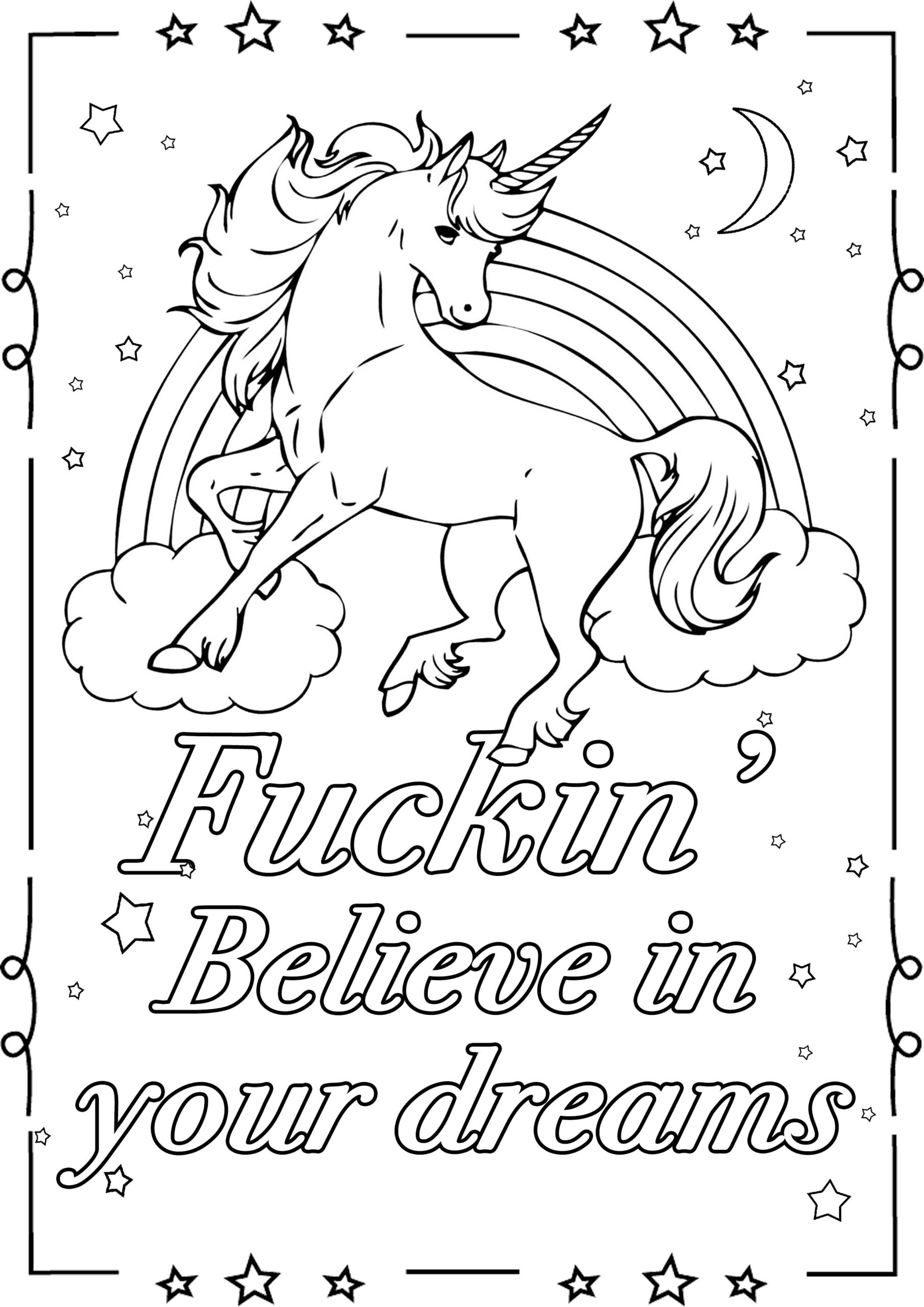 Fuckin Believe In Your Dreams Swear Word Coloring Page Swear 