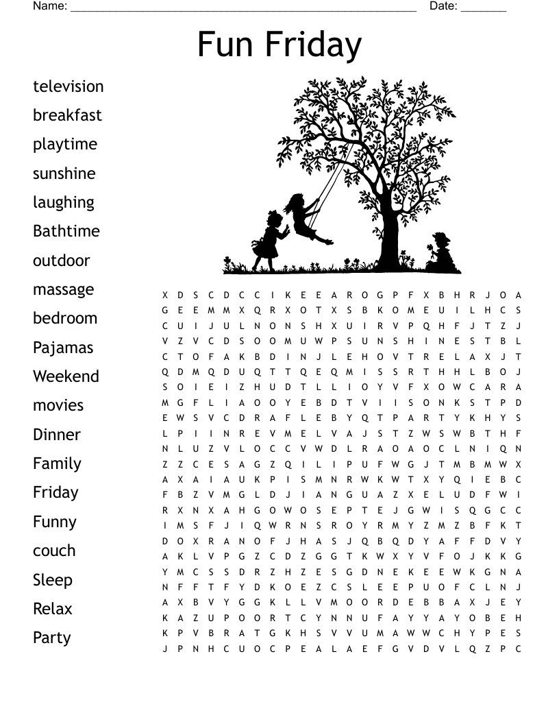 Fun Friday Word Search WordMint