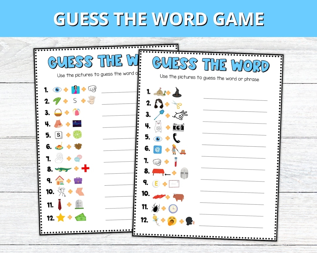 Guess The Word Game Rebus Puzzles And Brain Teasers Rainy Day Activities Printable Games For Kids And Adults Etsy