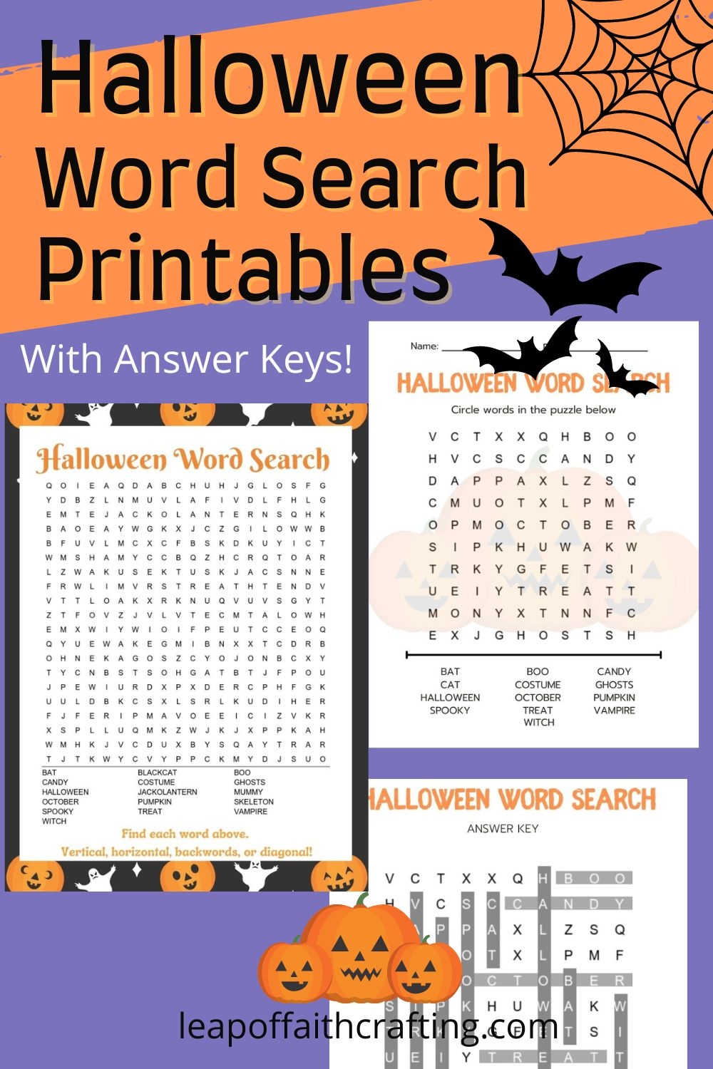 Halloween Word Search Printable 2 Versions With Answer Key 