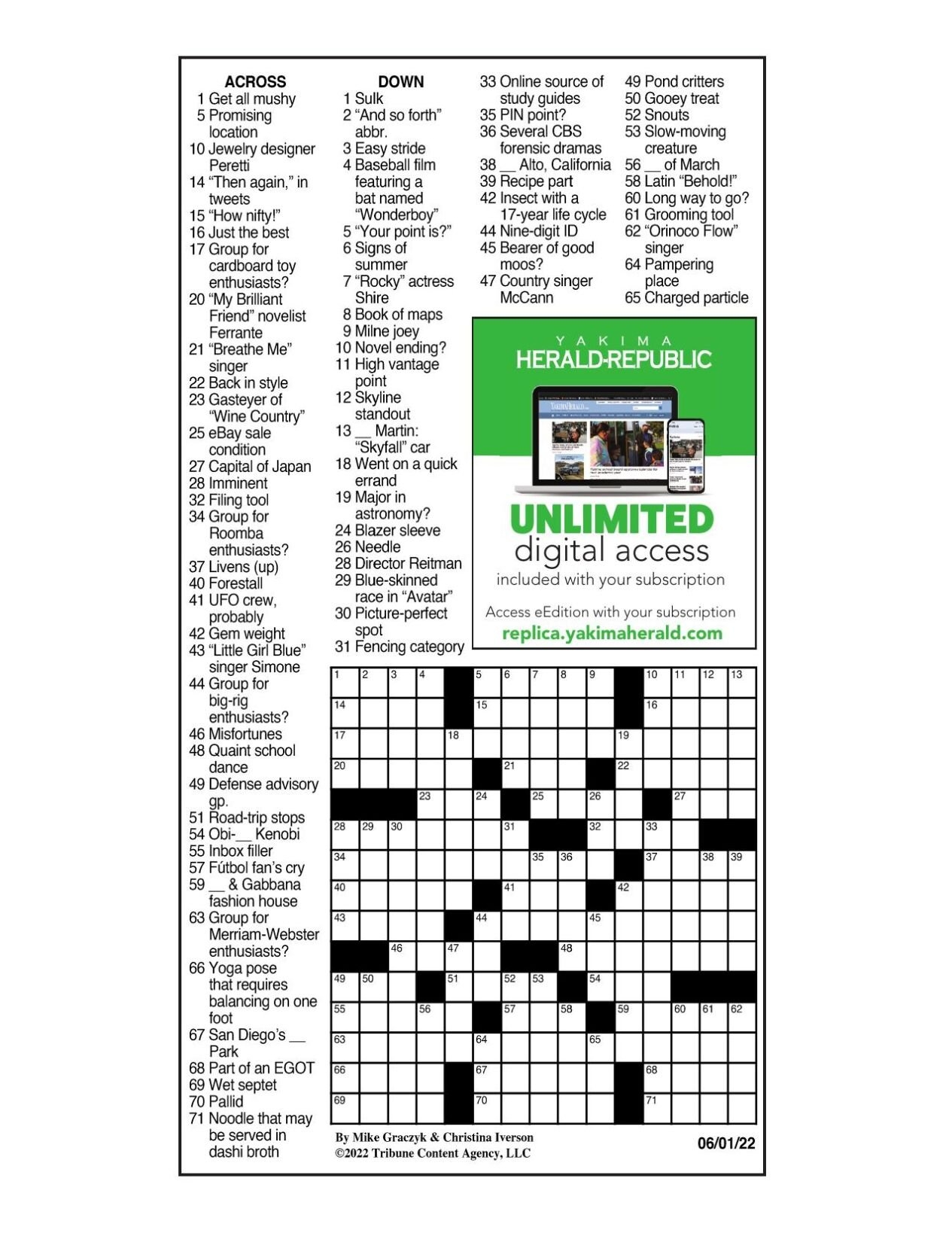 LA Times Crossword June 1 2022 Crosswords Yakimaherald