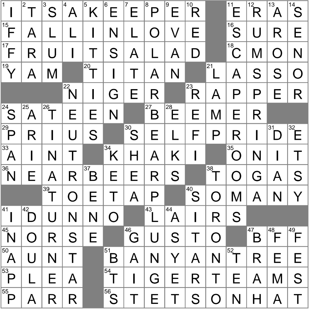 LAXCrossword Answers To The Los Angeles Times Crossword