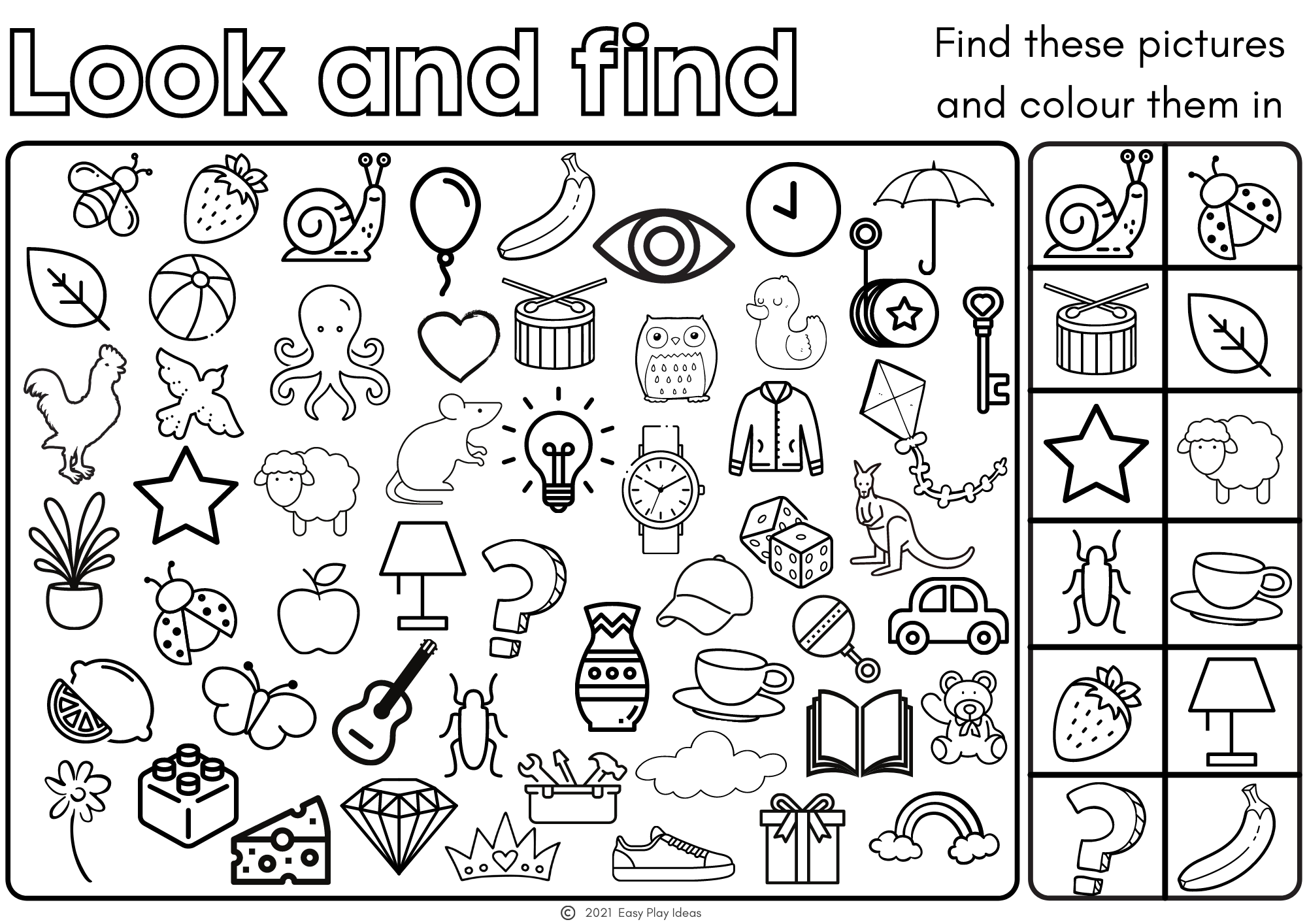 Look And Find Free Colouring Page Easy Play Ideas For Kids