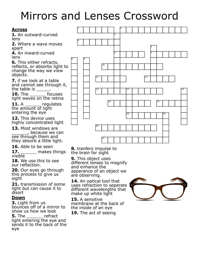 Mirrors And Lenses Crossword WordMint