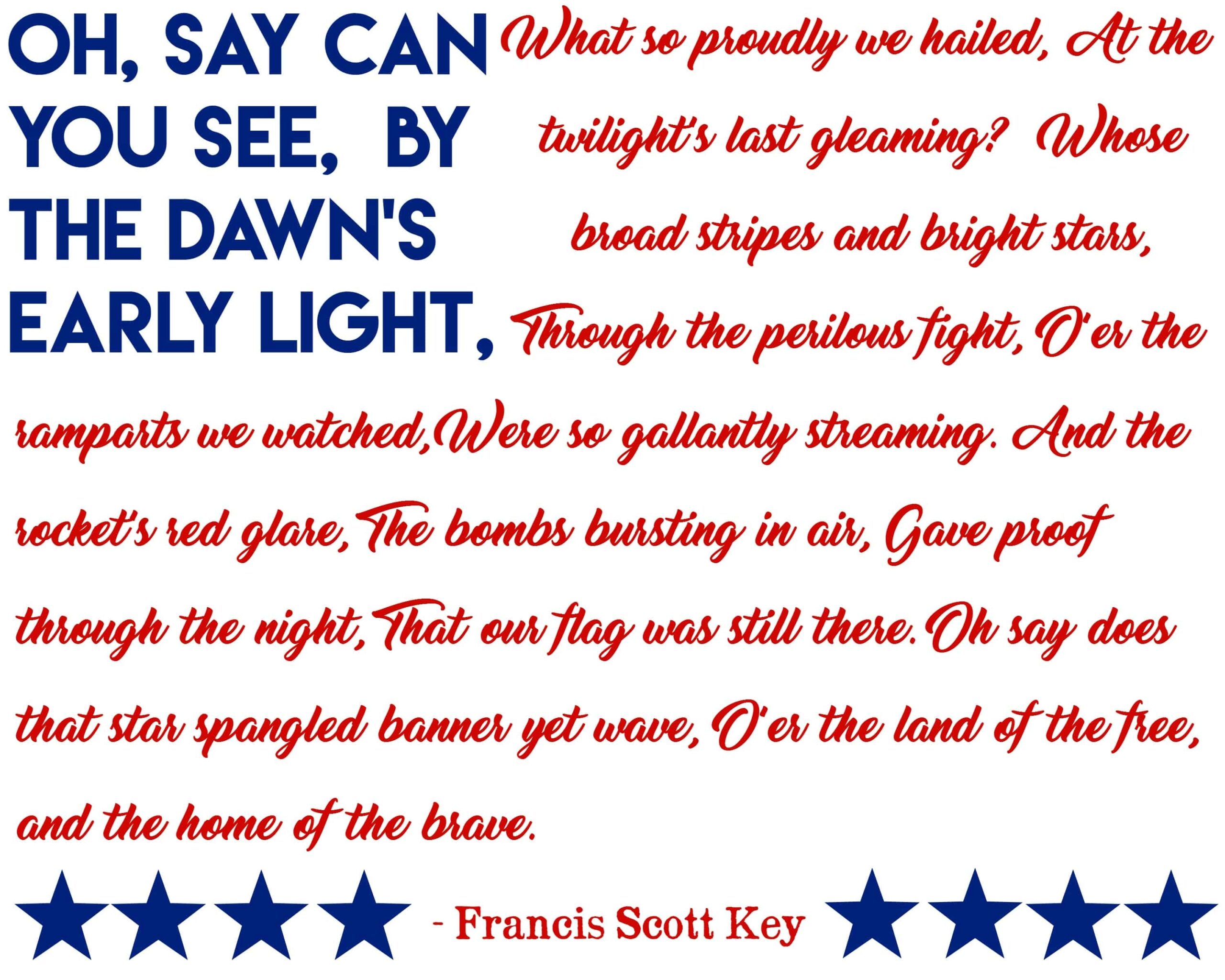 National Anthem Star Spangled Banner Free Printable Decoration Mama Cheaps 