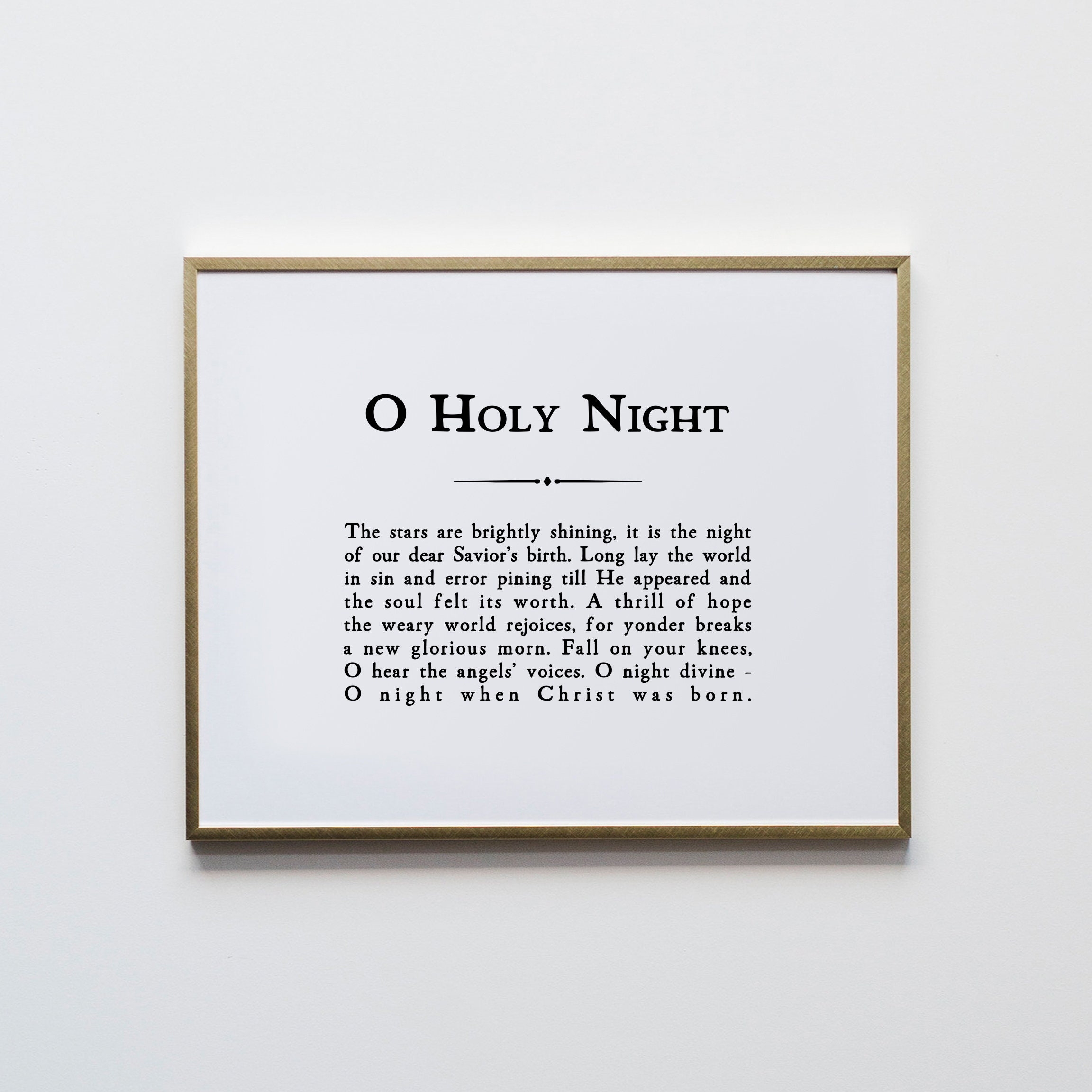 O Holy Night Vintage Style Christmas Lyrics Poster Modern Farmhouse Christmas Print Christmas Wall Art O Holy Night