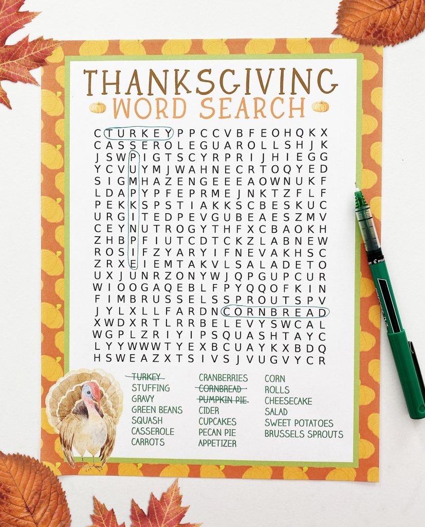 Printable Thanksgiving Word Search Pineapple Paper Co 