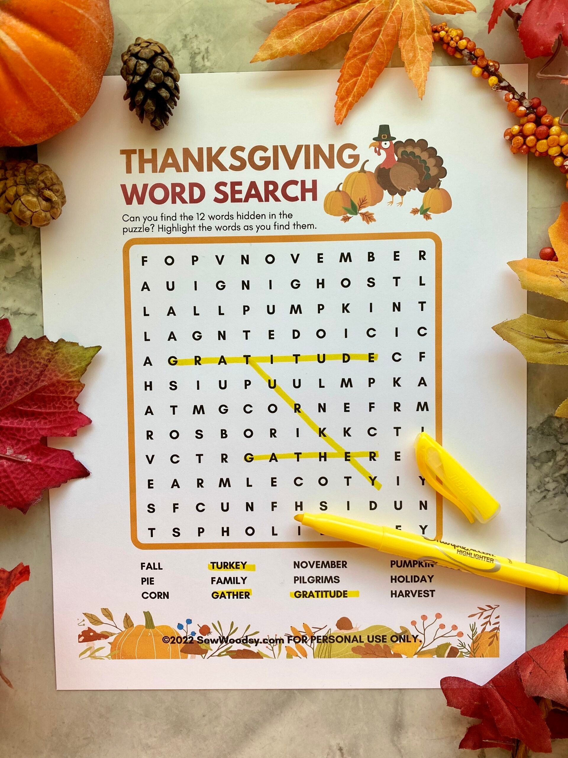 Printable Thanksgiving Word Search Sew Woodsy