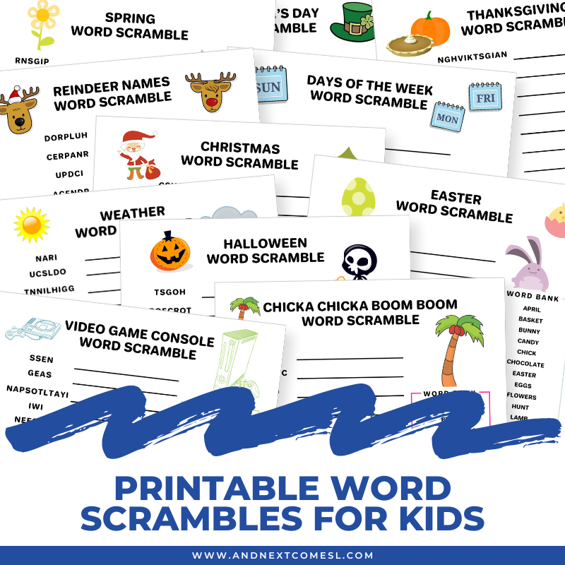 Printable Word Scrambles For Kids And Next Comes L Hyperlexia Resources