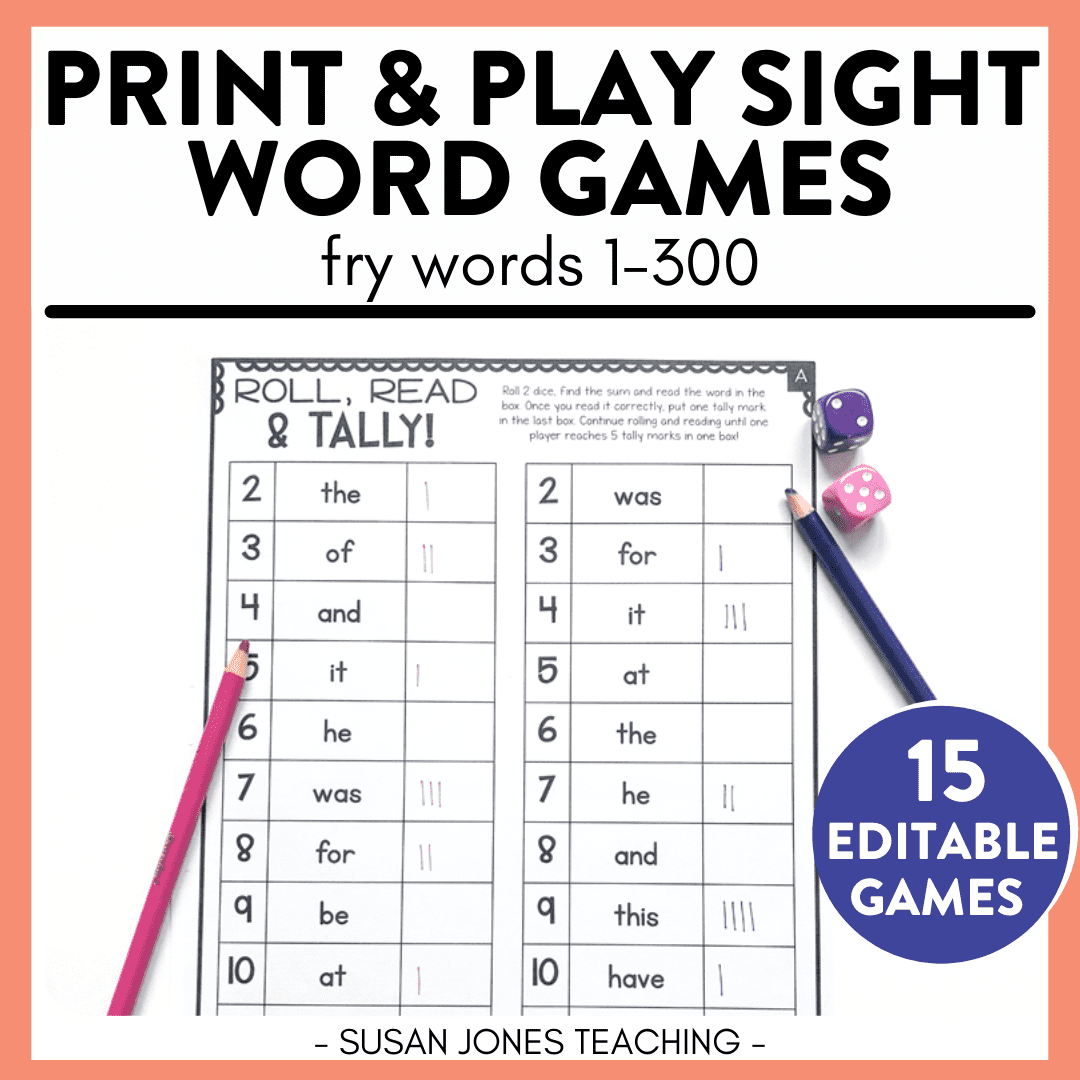 Sight Word Games Print Play LEARN 