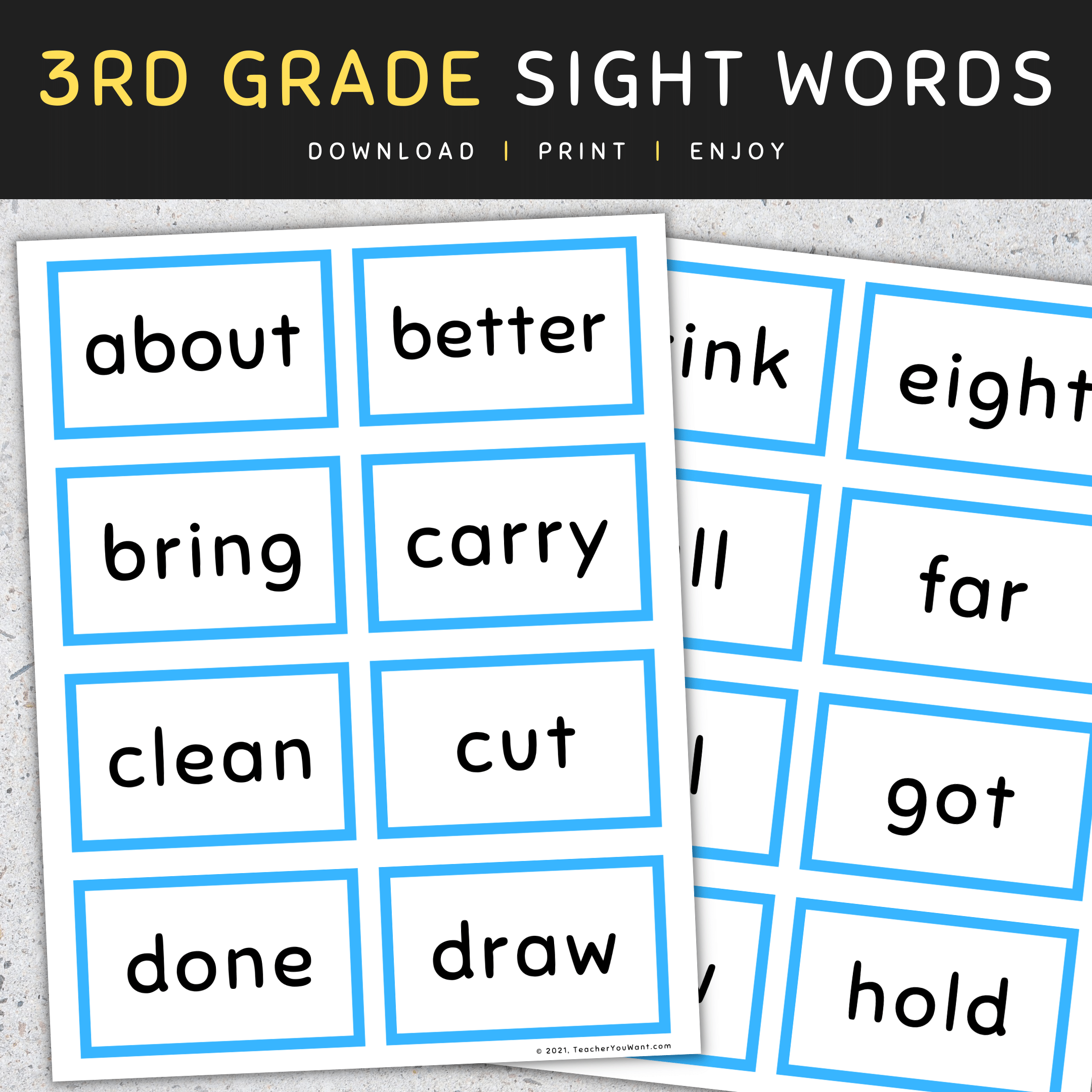 Sight Words Flashcards 3rd Grade Sight Words Made By Teachers