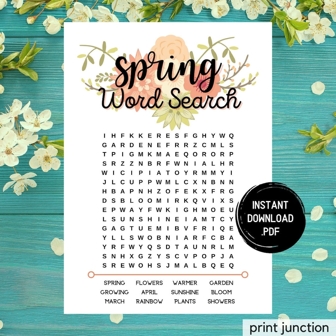Spring Word Search Printable Springtime Games Spring Activities For Adults And Kids Fun Spring Games Easter Games Instant Download Etsy