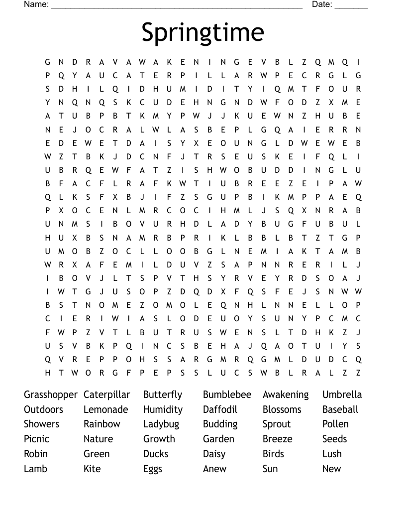 Springtime Word Search WordMint