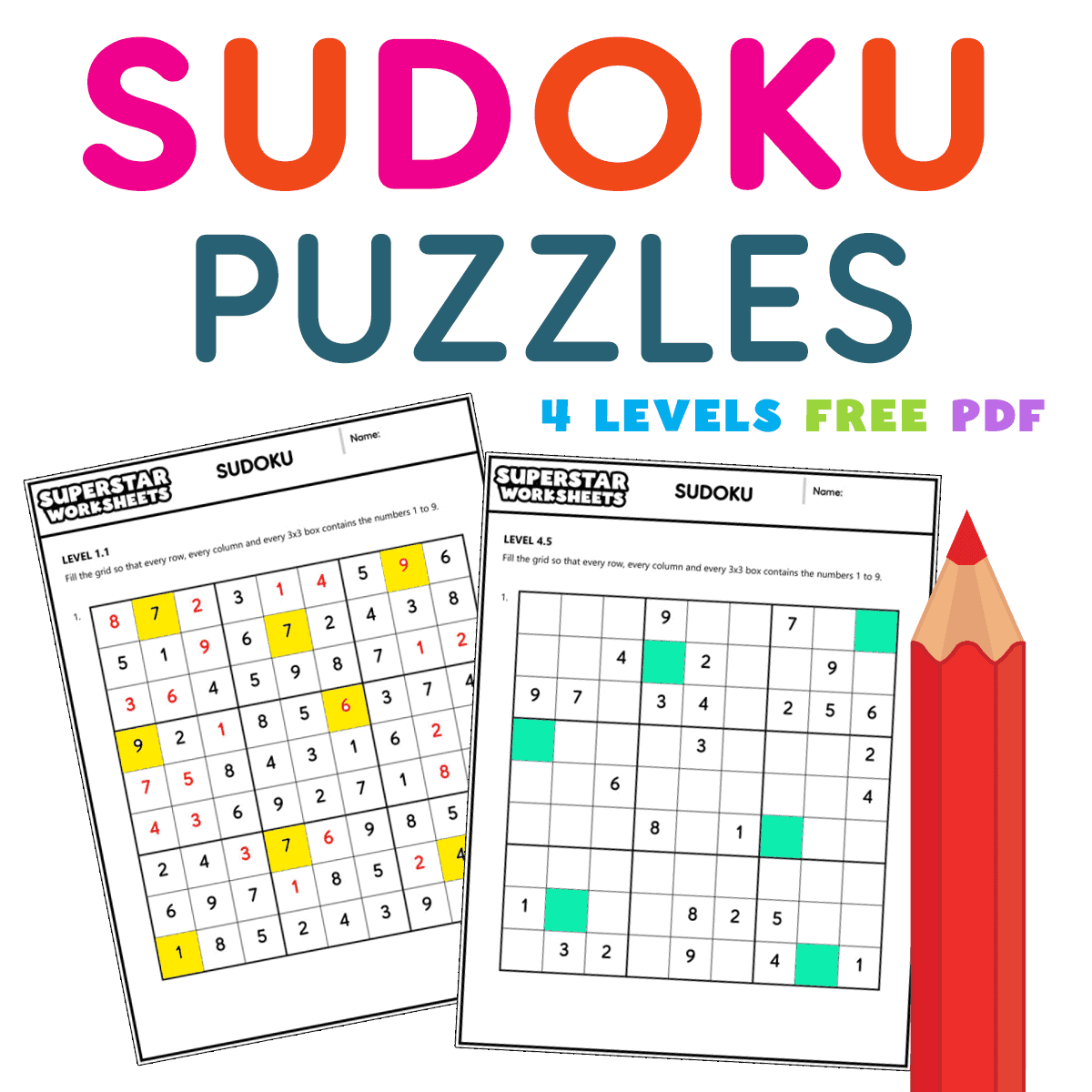 Sudoku Puzzles Superstar Worksheets