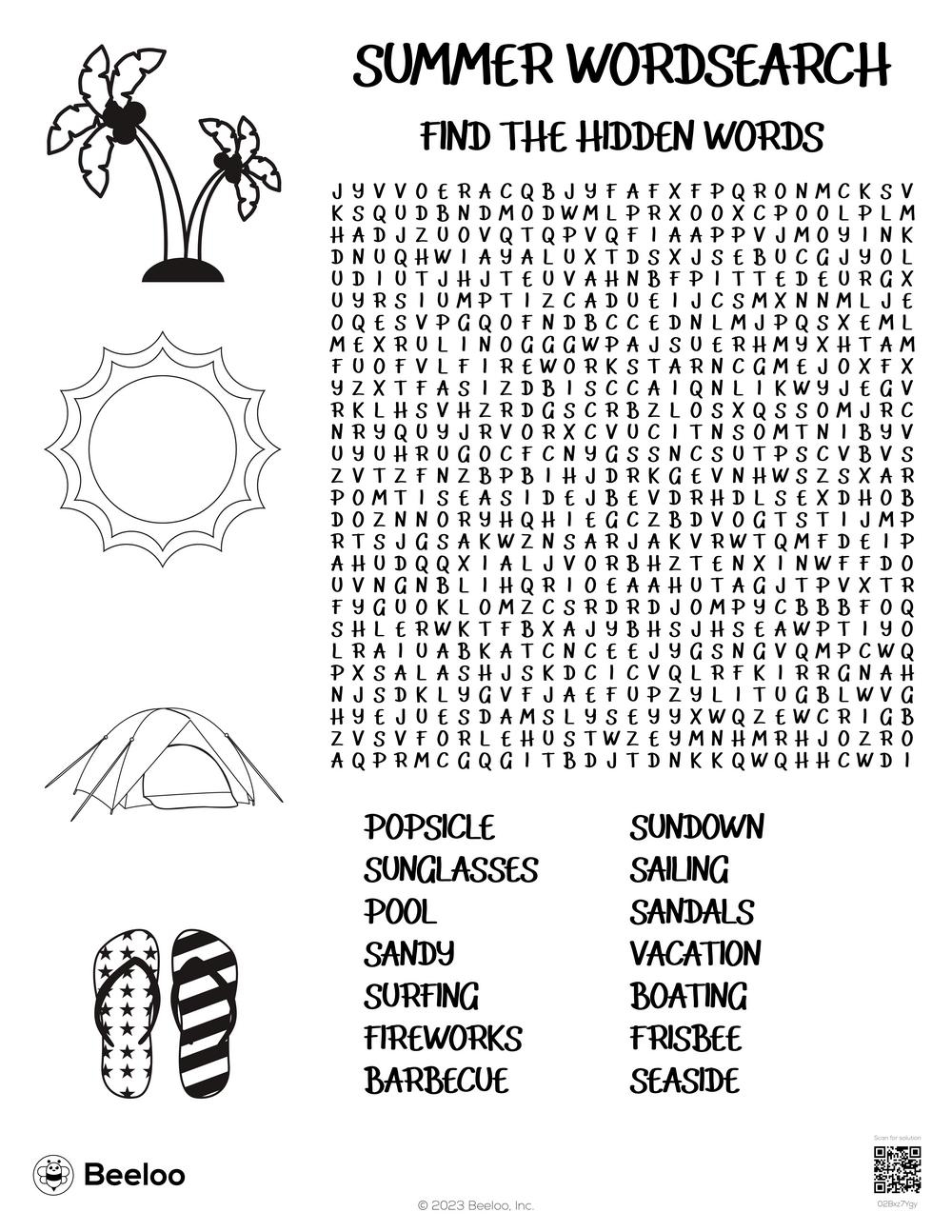 Summer themed Word Searches Beeloo Printable Crafts And 